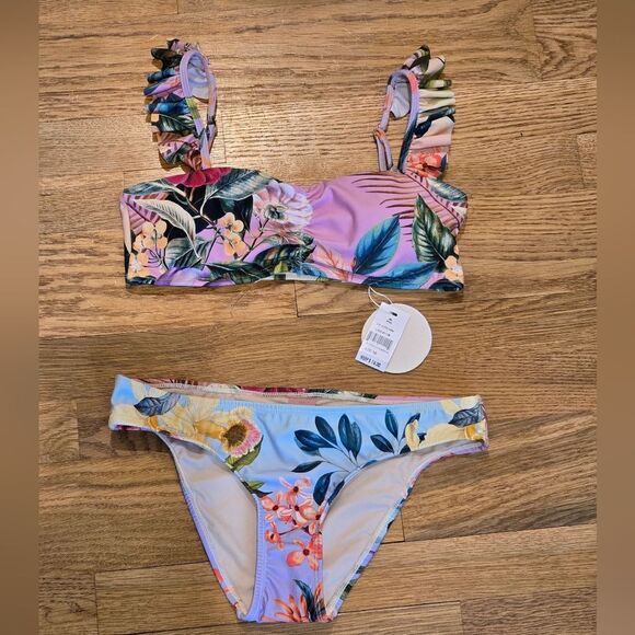 NWT PQ SWIM Girls Flutter Bikini in Oasis Sz 16 - Picture 2 of 5